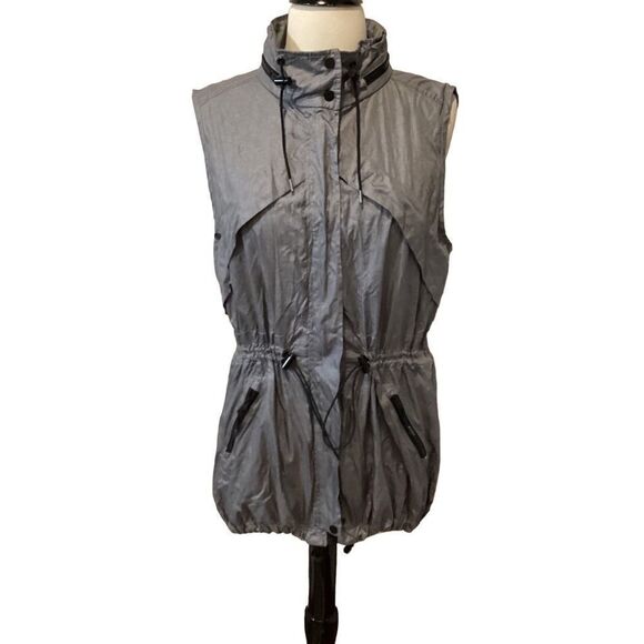LOFT LOU & GREY sleeveless rain jacket athletic vest gray utilitarian Small - Picture 7 of 15